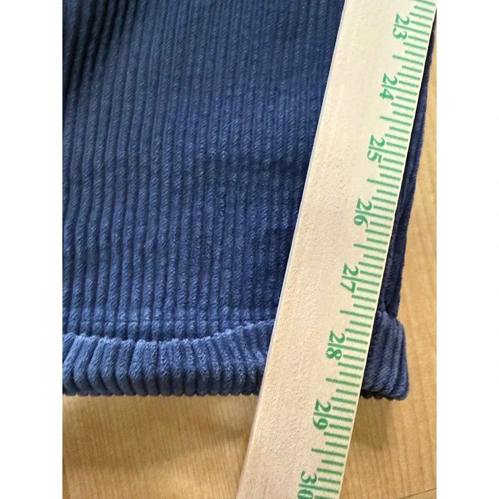 Eddie Bauer Mens Navy Blue Wide Wale Corduroy Pleated Pants 31x30 Vintage Style